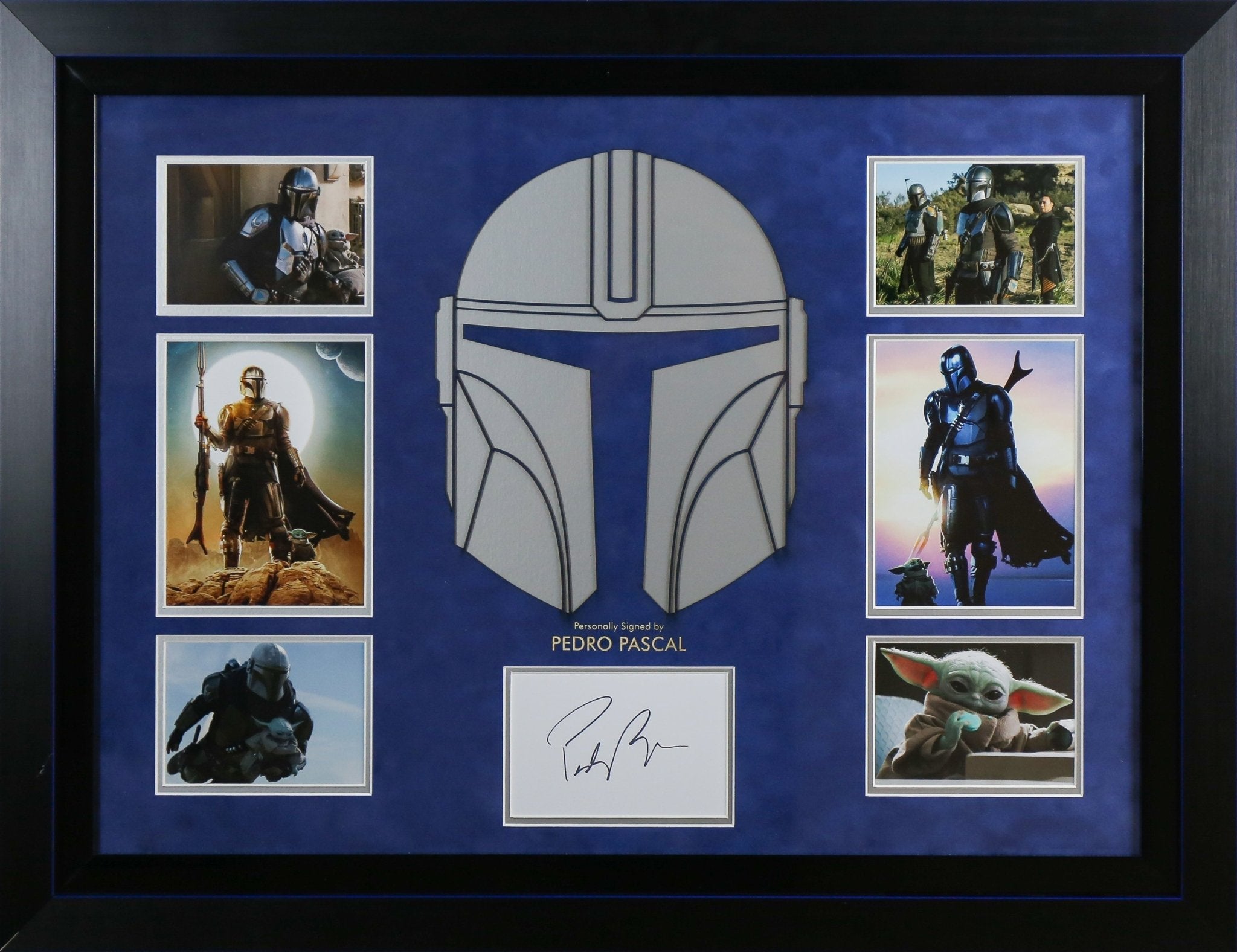 Pedro Pascal Signed Madelorian White card Framed Display - Memorabilia Framers Shop